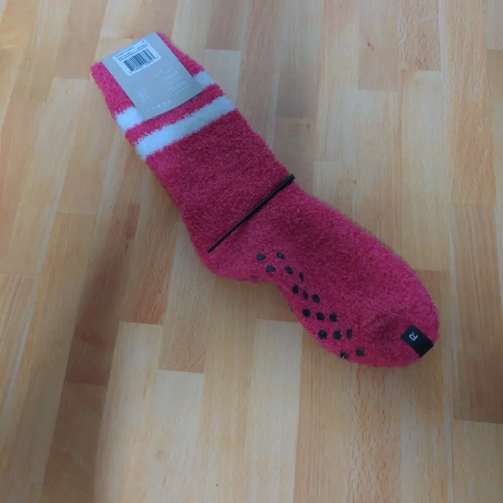 Richer Poorer Pink Hope Slipper Crew Socks Barbiecore Sticky - Size US 5-10